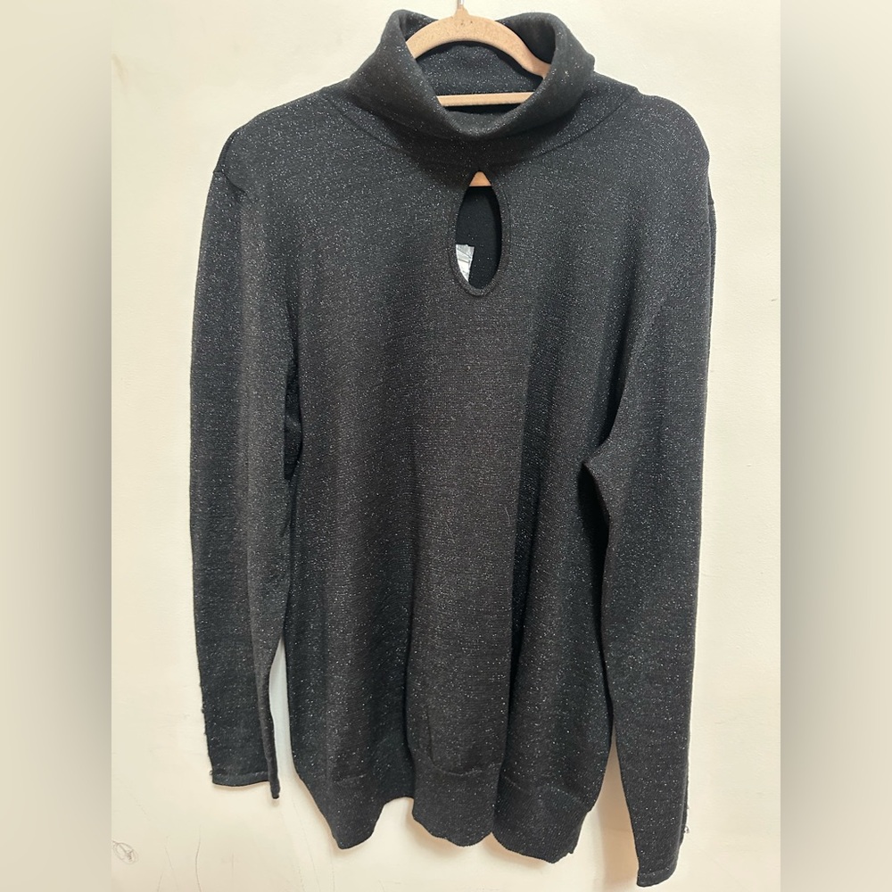 Lane Bryant Black Shimmer Keyhole Sweater Top 1X NWT